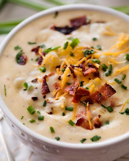Easy Crockpot Loaded Potato Soup: Lightened & Delicious